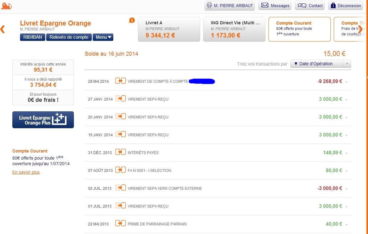 zetrader solde livret epargne orange ing 16 juin 2014